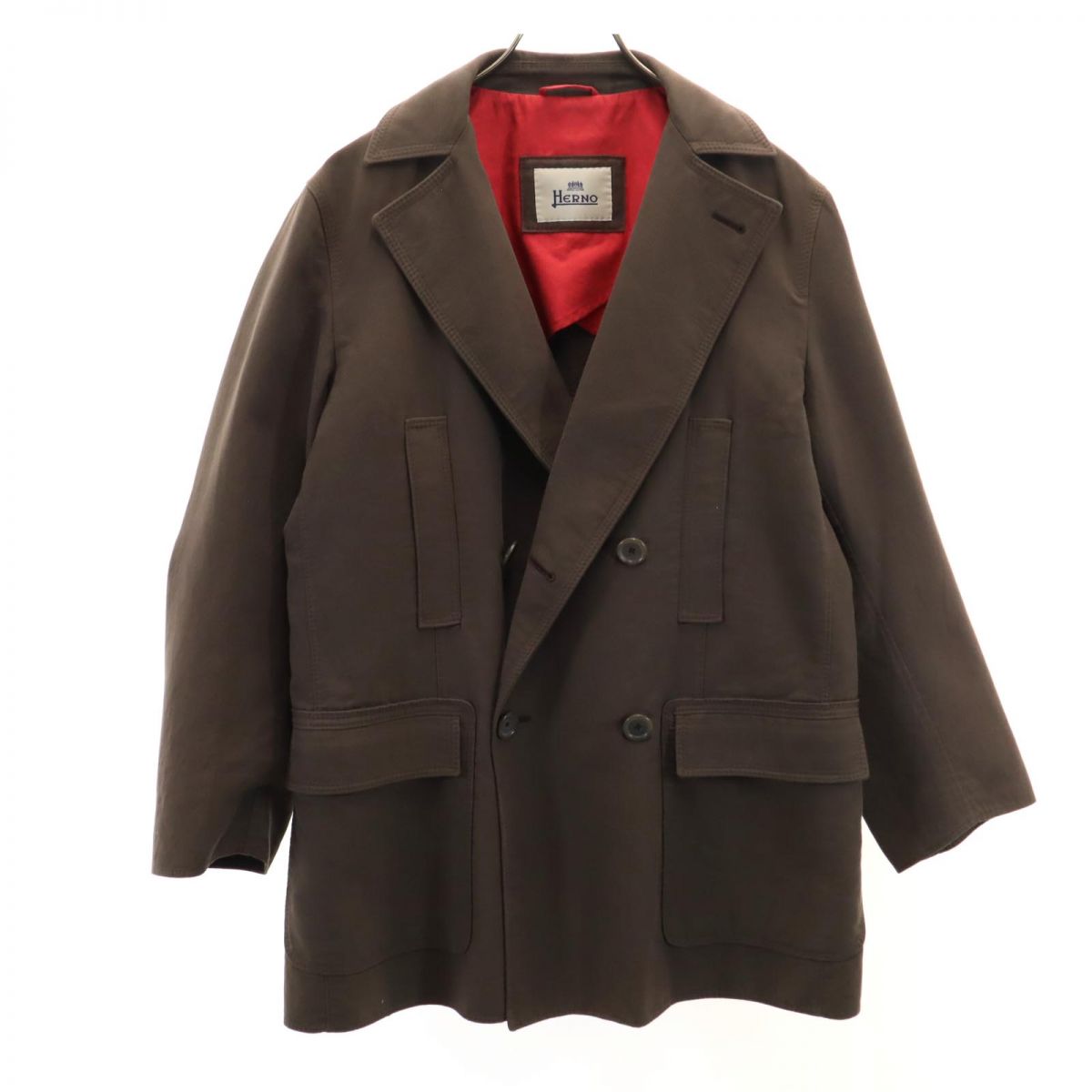 Herno Italy Made Pea Coat Brown Size 50