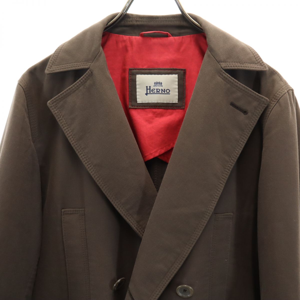 Herno Italy Made Pea Coat Brown Size 50