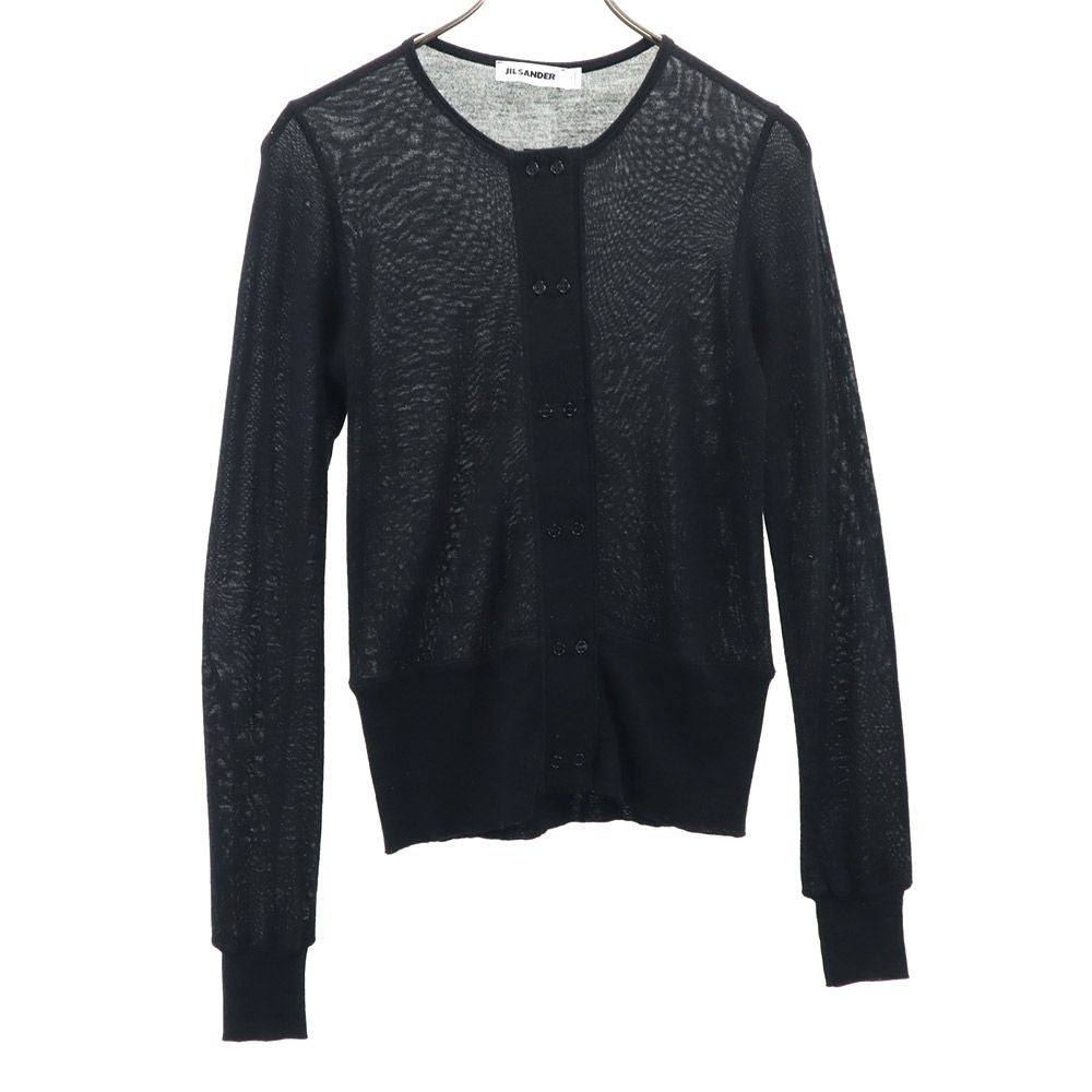 JIL SANDER Italian Wool Blend Long Cardigan Black Size M