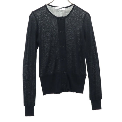 JIL SANDER Italian Wool Blend Long Cardigan Black Size M