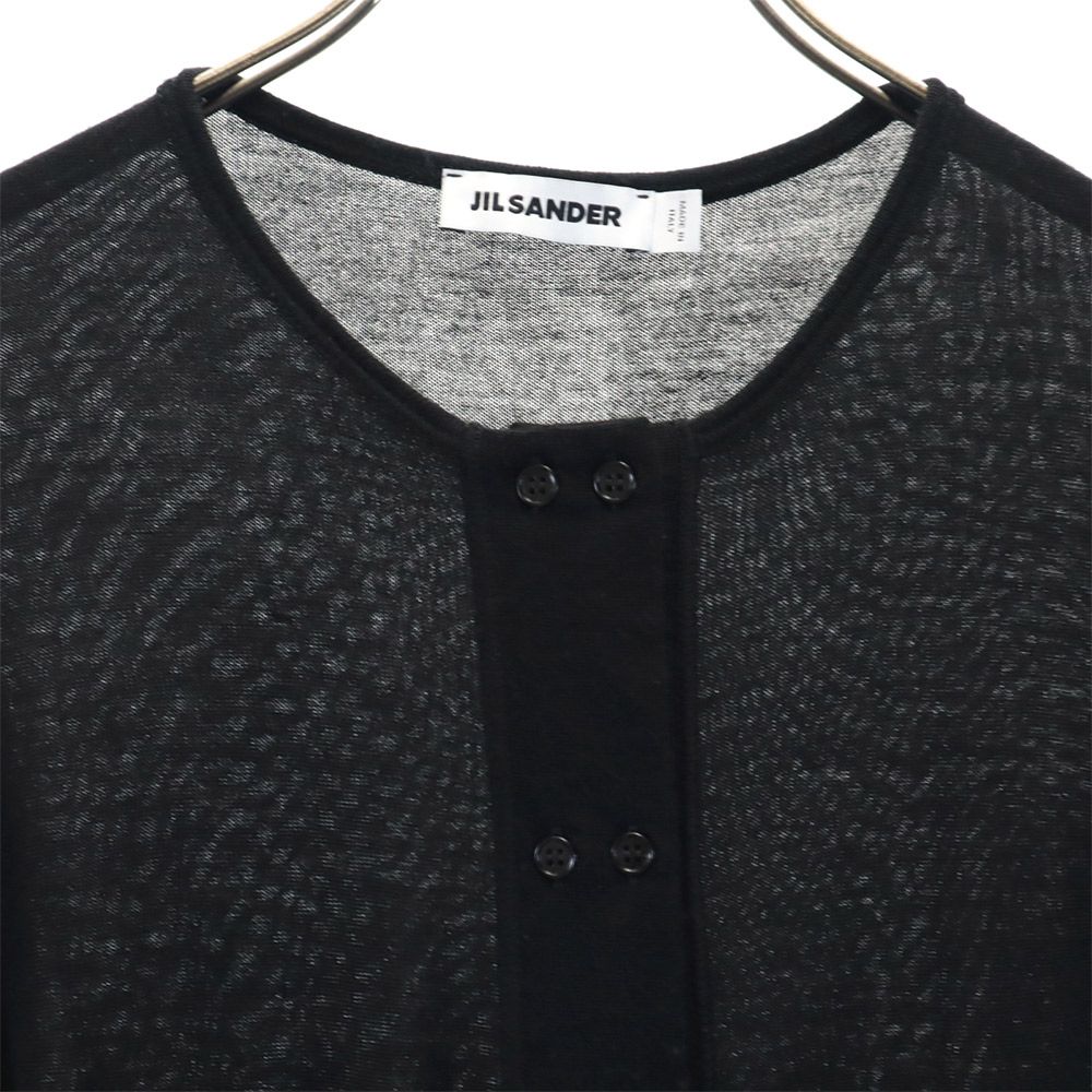 JIL SANDER Italian Wool Blend Long Cardigan Black Size M