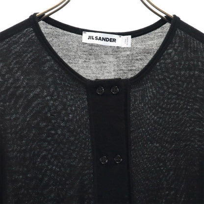 JIL SANDER Italian Wool Blend Long Cardigan Black Size M