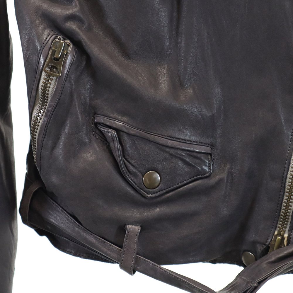 Sisii Leather Double Riders Jacket Brown