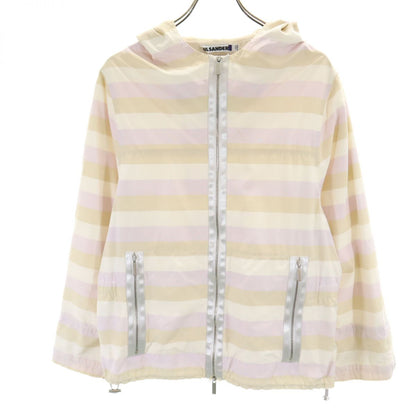 JIL SANDER Italian Silk Blend Striped Zip Hoodie Size 38