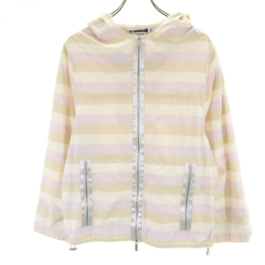 JIL SANDER Italian Silk Blend Striped Zip Hoodie Size 38