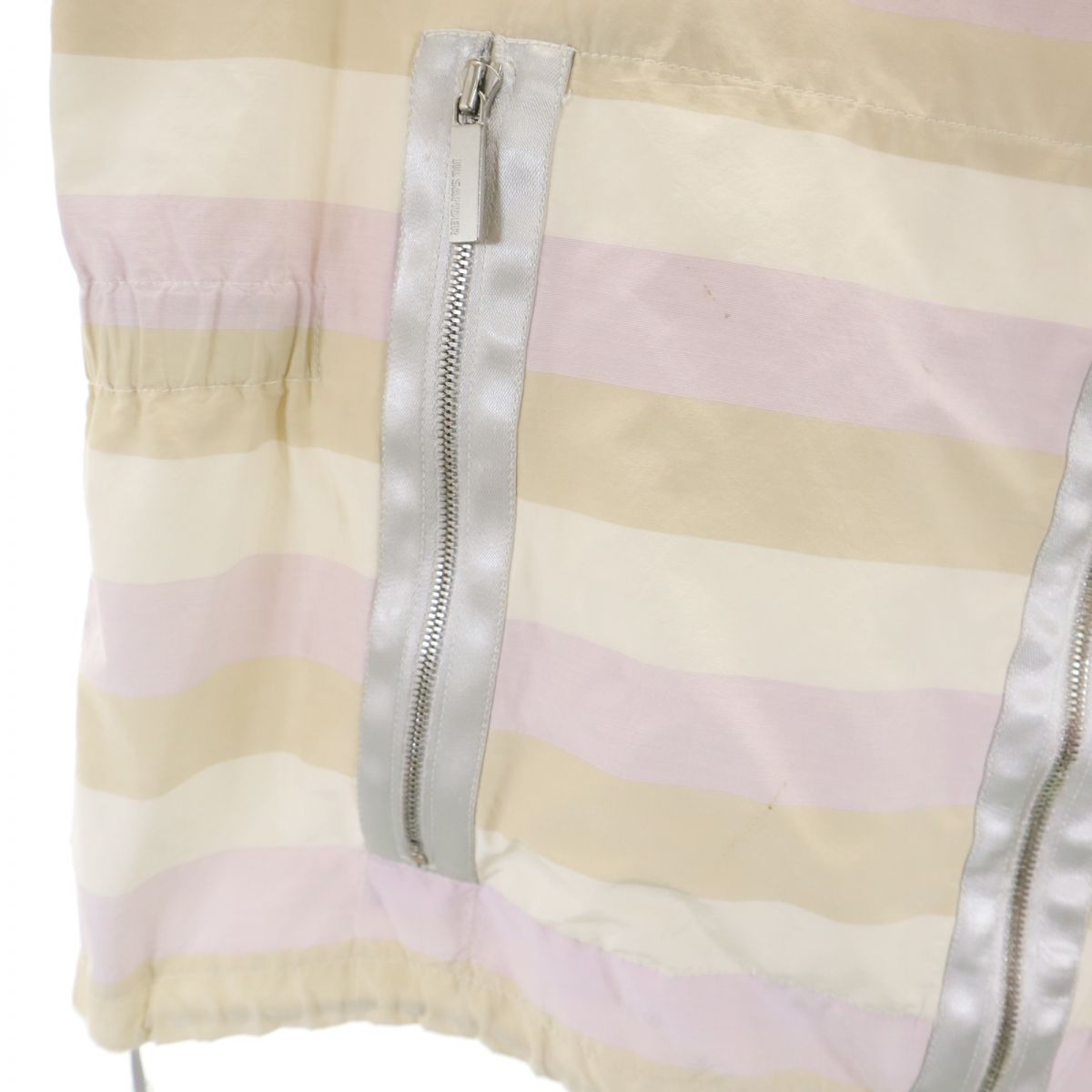 JIL SANDER Italian Silk Blend Striped Zip Hoodie Size 38