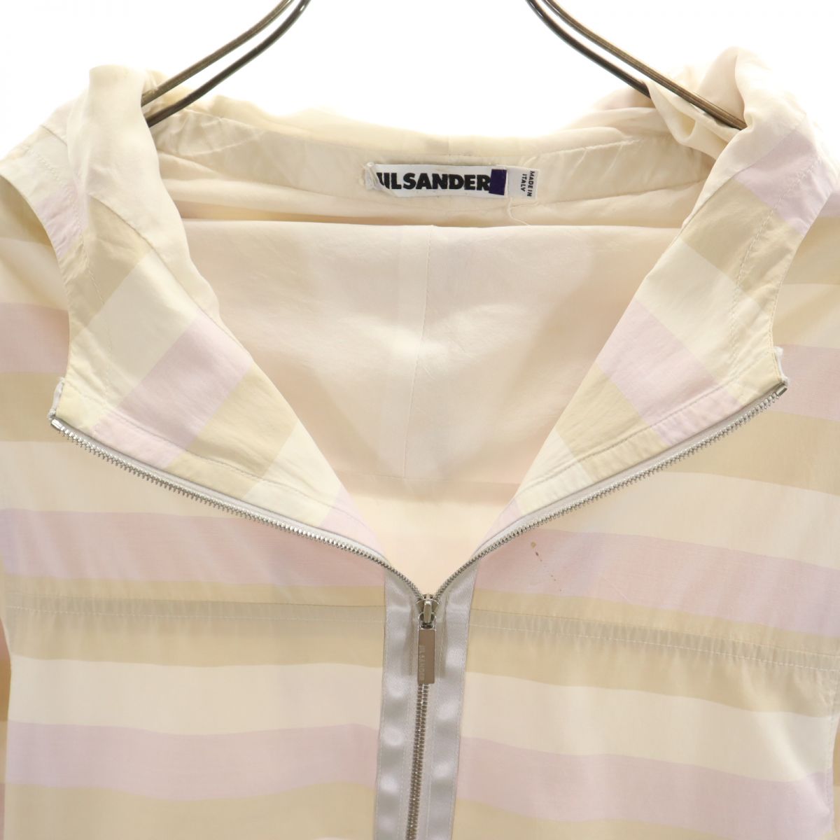 JIL SANDER Italian Silk Blend Striped Zip Hoodie Size 38
