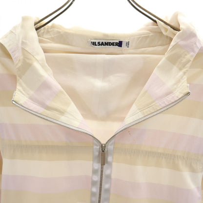 JIL SANDER Italian Silk Blend Striped Zip Hoodie Size 38