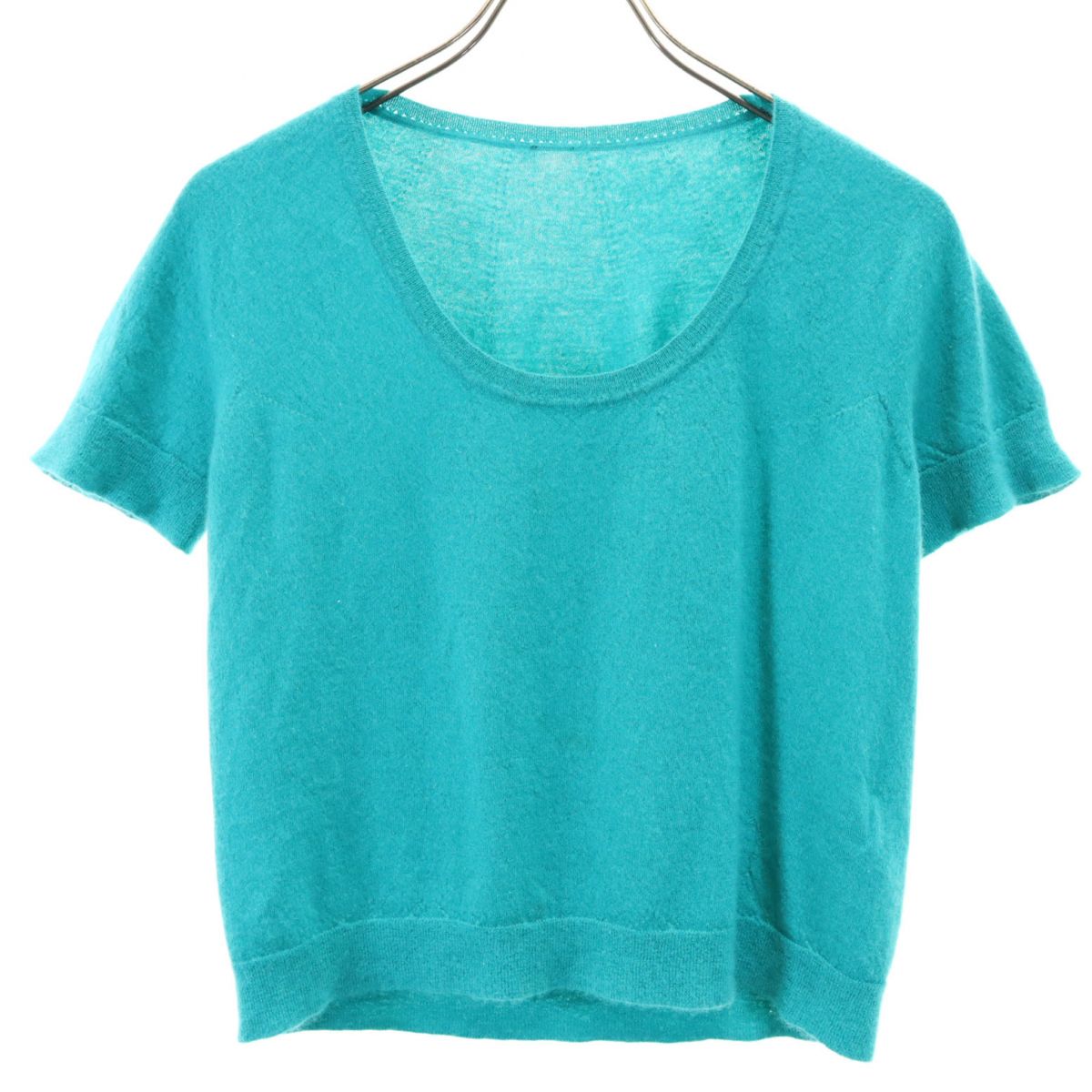 HERMES Italian 100% Cashmere Short Sweater Green Size 40