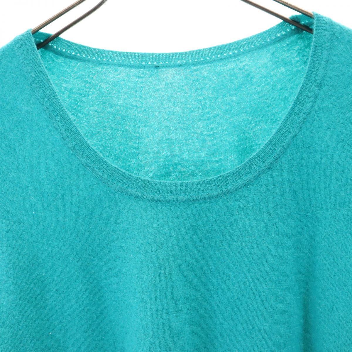 HERMES Italian 100% Cashmere Short Sweater Green Size 40