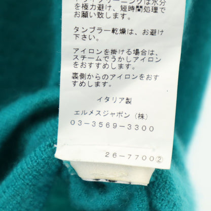 HERMES Italian 100% Cashmere Short Sweater Green Size 40