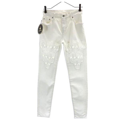 HYSTERIC GLAMOUR Skull Lace Skinny Jeans White Size W26