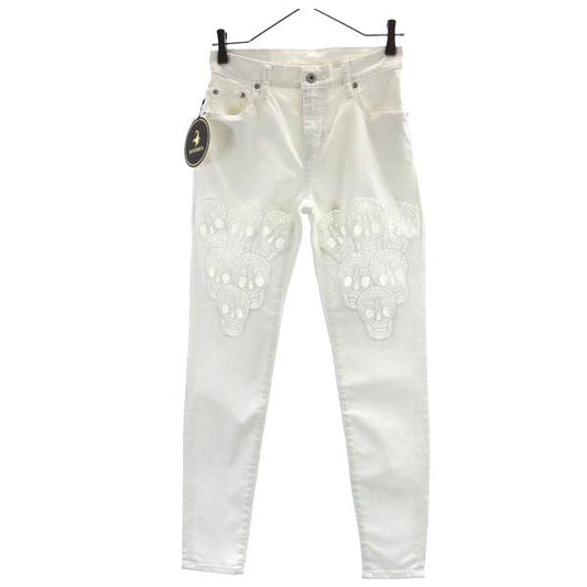 HYSTERIC GLAMOUR Skull Lace Skinny Jeans White Size W26