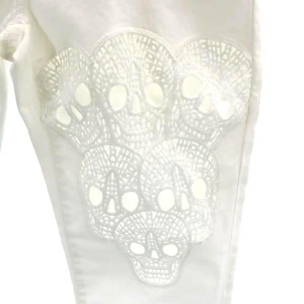 HYSTERIC GLAMOUR Skull Lace Skinny Jeans White Size W26