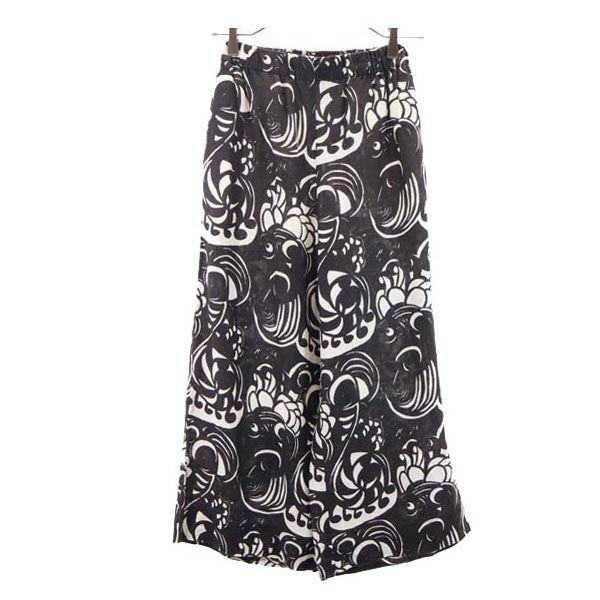 marimekko Black Linen All-Over Pattern Waist Pants Size 34