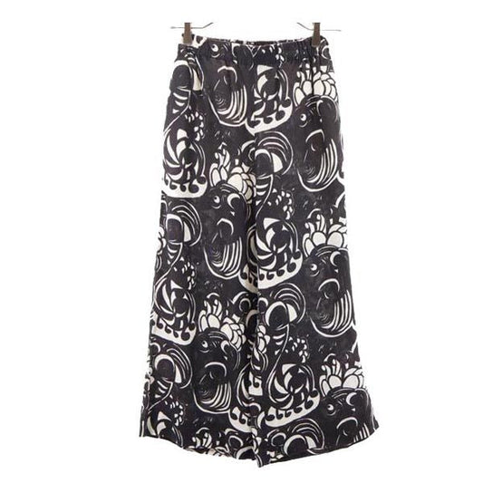 marimekko Black Linen All-Over Pattern Waist Pants Size 34