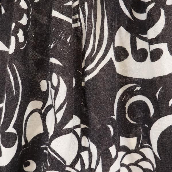 marimekko Black Linen All-Over Pattern Waist Pants Size 34