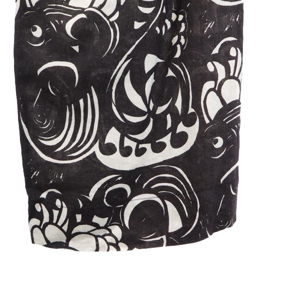 marimekko Black Linen All-Over Pattern Waist Pants Size 34