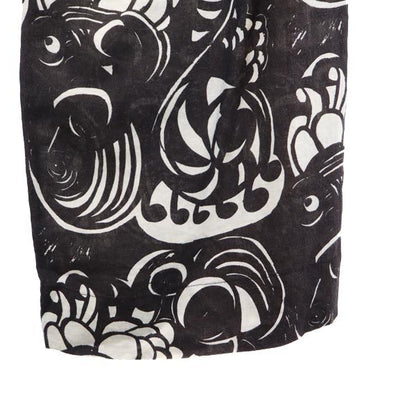 marimekko Black Linen All-Over Pattern Waist Pants Size 34