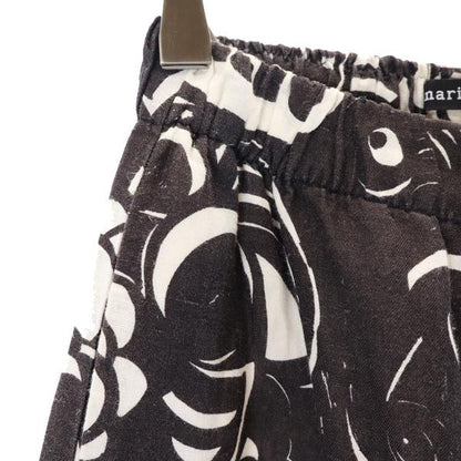 marimekko Black Linen All-Over Pattern Waist Pants Size 34
