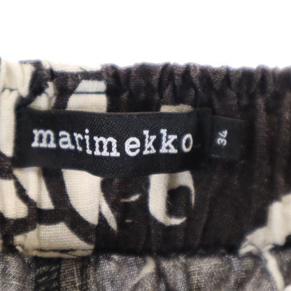 marimekko Black Linen All-Over Pattern Waist Pants Size 34