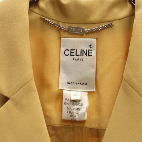 CELINE Yellow Long Sleeve Midi Dress Size 36