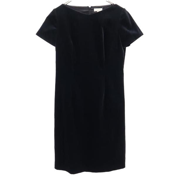 BALENCIAGA Black Velour-Style Short Sleeve Dress Size 40