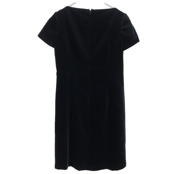 BALENCIAGA Black Velour-Style Short Sleeve Dress Size 40