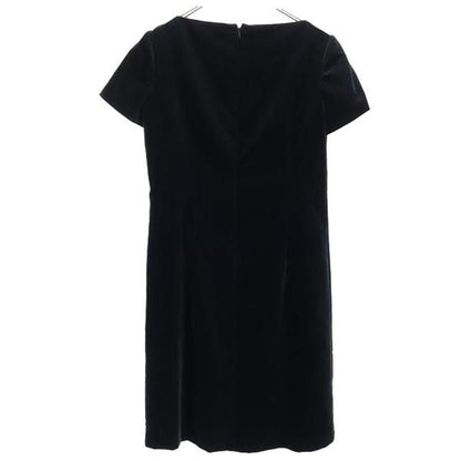 BALENCIAGA Black Velour-Style Short Sleeve Dress Size 40