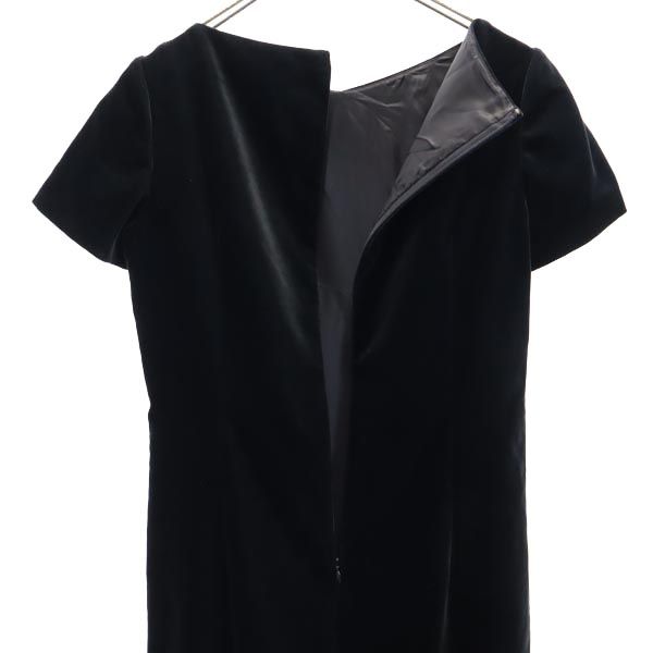 BALENCIAGA Black Velour-Style Short Sleeve Dress Size 40