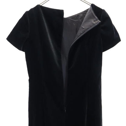 BALENCIAGA Black Velour-Style Short Sleeve Dress Size 40