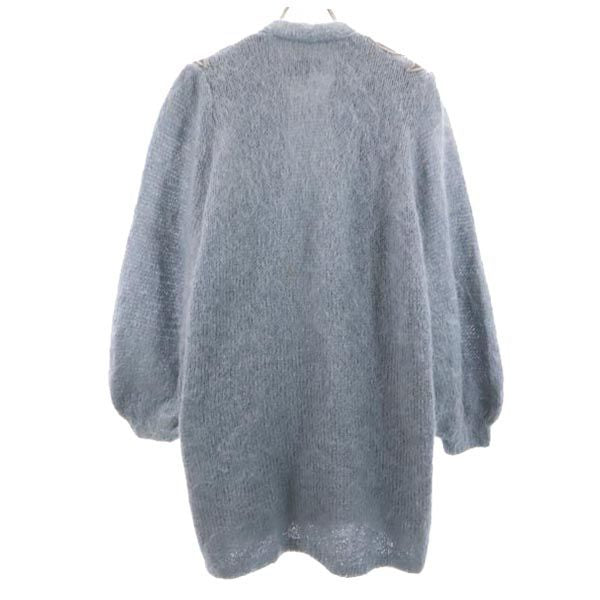 VINTAGE 80s Mohair Knit Long Sleeve Cardigan Blue Size L