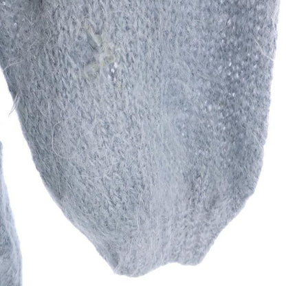 VINTAGE 80s Mohair Knit Long Sleeve Cardigan Blue Size L