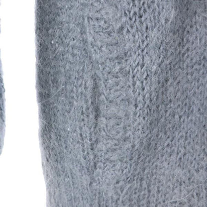 VINTAGE 80s Mohair Knit Long Sleeve Cardigan Blue Size L