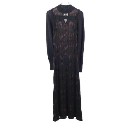 PUBLIC TOKYO Long Sleeve Wool Blend Dress Black Size FREE