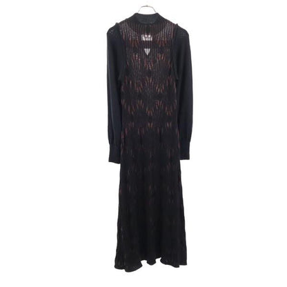 PUBLIC TOKYO Long Sleeve Wool Blend Dress Black Size FREE