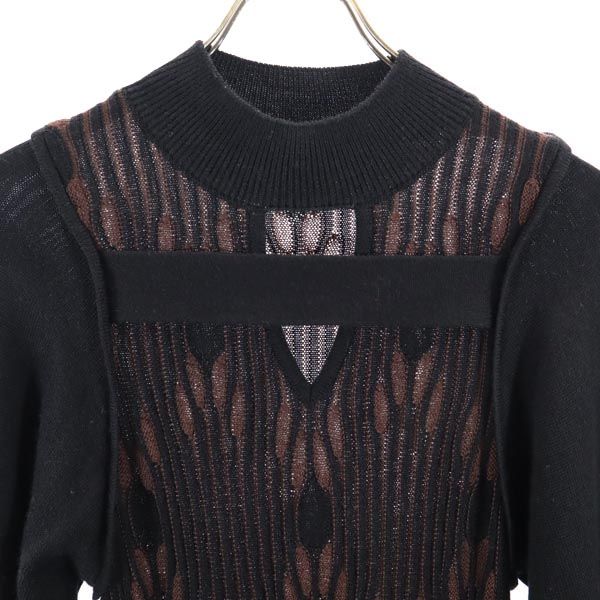 PUBLIC TOKYO Long Sleeve Wool Blend Dress Black Size FREE
