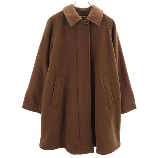Burberrys 90s British Cashmere Wool Blend Stand Coat Brown