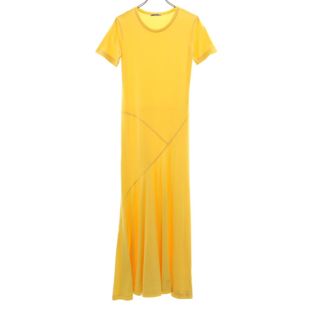 ISSEY MIYAKE Short Sleeve Long Dress Yellow Size 2