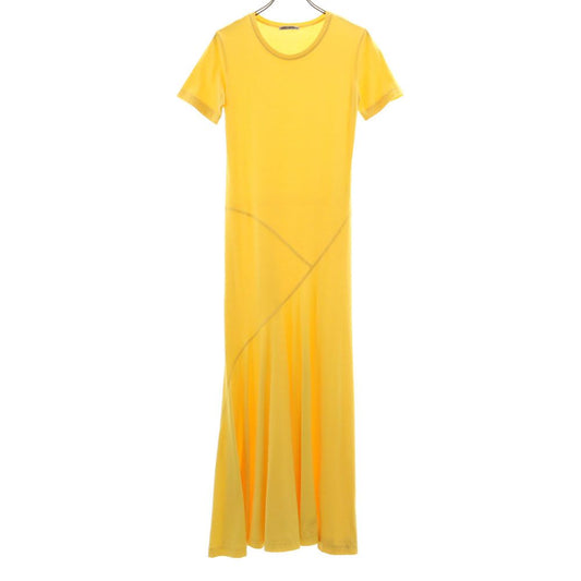 ISSEY MIYAKE Short Sleeve Long Dress Yellow Size 2