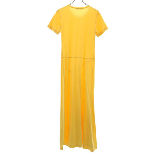 ISSEY MIYAKE Short Sleeve Long Dress Yellow Size 2