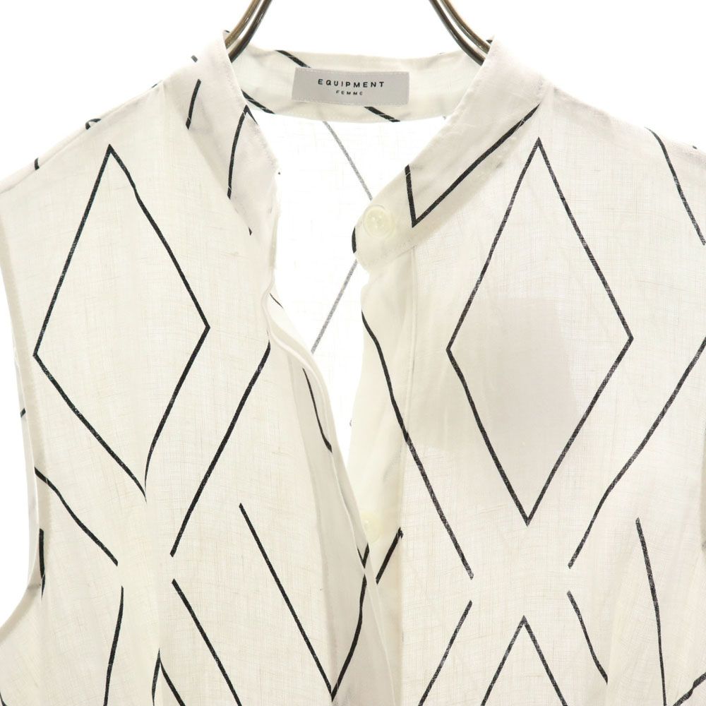 EQUIPMENT Linen Allover Print Sleeveless Dress White Size 2