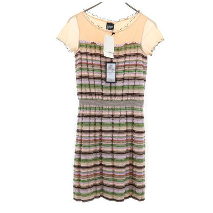 PAOLA FRANI Striped Short Sleeve Knit Midi Dress Size 40