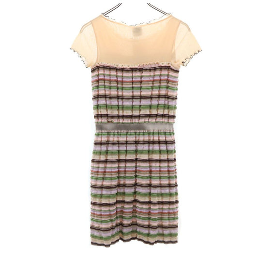 PAOLA FRANI Striped Short Sleeve Knit Midi Dress Size 40