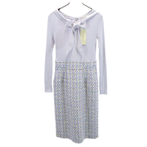 Debut de Fiore Purple Check Rib Knit Dress w/ Collar Size 36