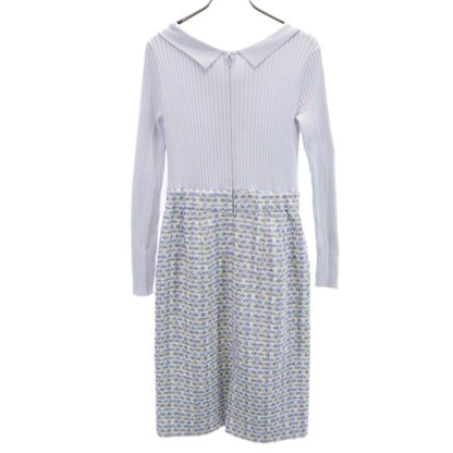 Debut de Fiore Purple Check Rib Knit Dress w/ Collar Size 36