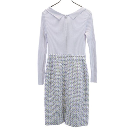 Debut de Fiore Purple Check Rib Knit Dress w/ Collar Size 36