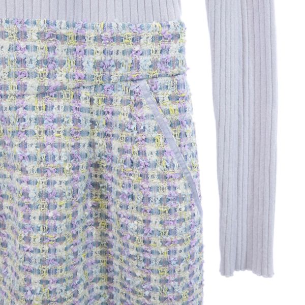 Debut de Fiore Purple Check Rib Knit Dress w/ Collar Size 36