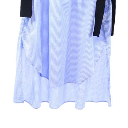 furfur Striped Knit Panel Midi Dress Black & Blue Size F