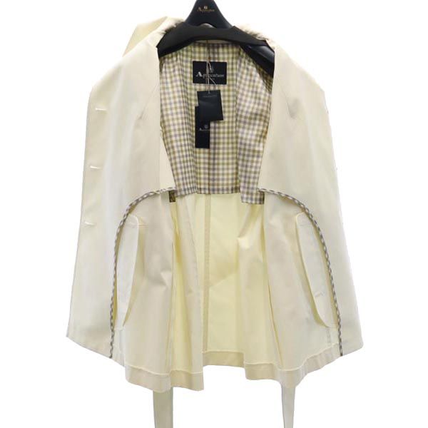 Aquascutum White Stand Collar Coat Size JP 15
